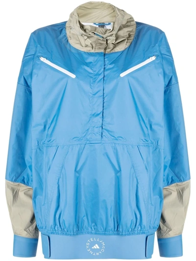 Adidas By Stella Mccartney Beach Defender Half-zip Jacket In Blue
