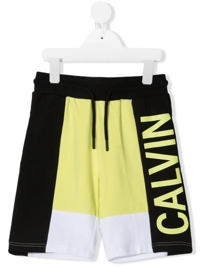 Calvin Klein Kids' Logo-print Track Shorts In Yellow