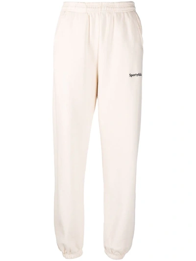 Sporty And Rich Womens Milk Logo-print Mid-rise Cotton-blend Jogging Bottoms Xl In Neutrals