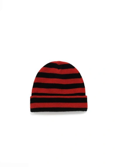 Alexander Wang Striped Beanie In Red