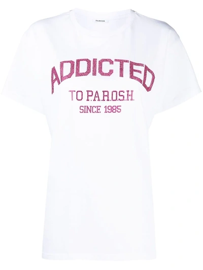 P.a.r.o.s.h Crystal Embellished Logo T-shirt In White