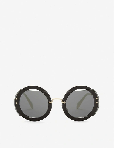 Miu Miu Mu 06ss Black Female Sunglasses In Grey Gradient