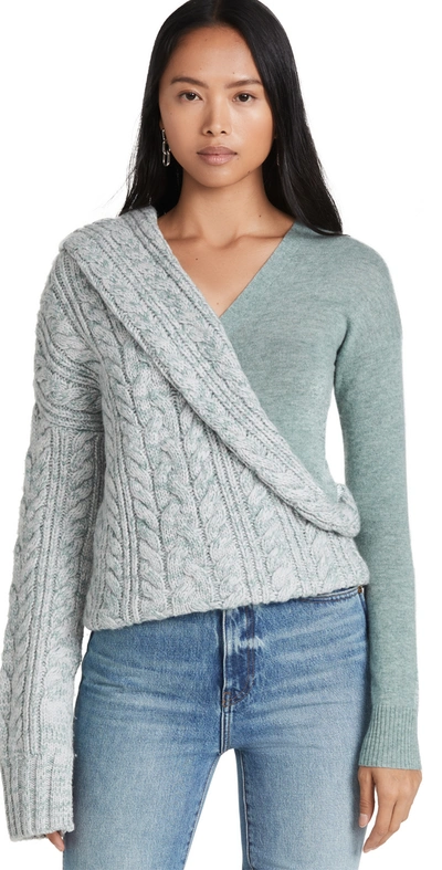 Hellessy Women's Kristina Asymmetric Two-tone Wool-cashmere Sweater In Blue