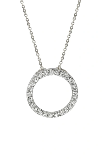 Suzy Levian 14k White Gold Diamond Circle Pendant Necklace