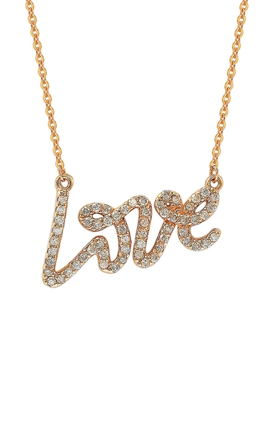 Suzy Levian 14k Gold Pave Diamond Love Pendant Necklace In Rose