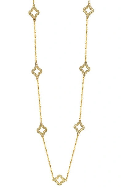 Suzy Levian 14k Yellow Gold Diamond Clover Necklace