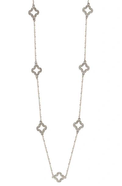Suzy Levian 14k White Gold Diamond Clover Necklace