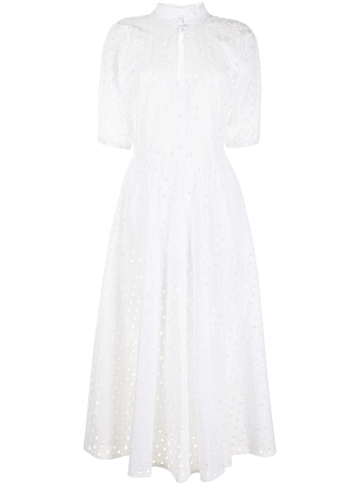 Stella Jean White Long Cotton Dress With Cut-out Fabric