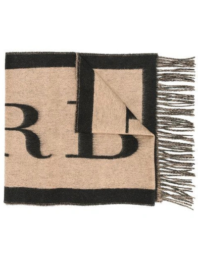 Burberry Logo-print Cashmere Scarf In Brown Multi
