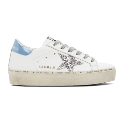Golden Goose White Hi-star Sneakers With Glittery Star