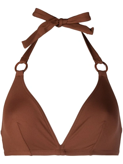 Eres Fregate Ring-embellished Halterneck Triangle Bikini Top In Brown
