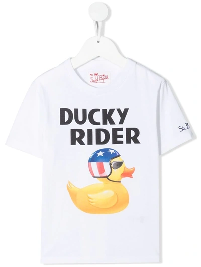 Mc2 Saint Barth Teen Ducky Rider Crew Neck T-shirt In Pink