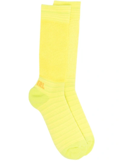 Erl Logo Jacquard Socks In Yellow