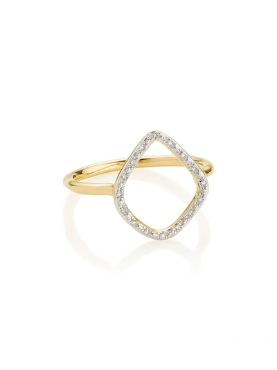 Monica Vinader Riva Diamond Hoop Ring In Yellow Gold