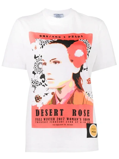 Prada White Oma Edition 'desert Rose' Poster T-shirt