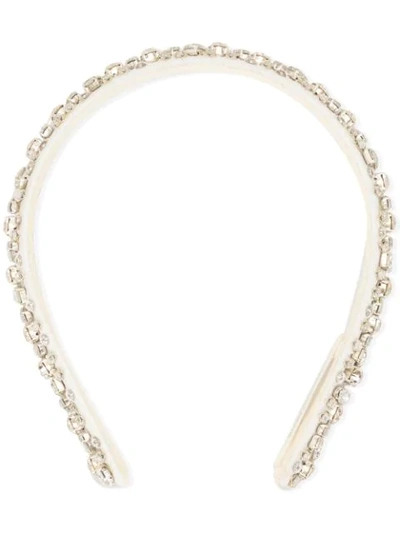 Jennifer Behr Crystal Embellished Headband In White