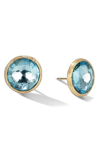 Marco Bicego 18k Yellow Gold Jaipur Color Blue Topaz Large Stud Earrings