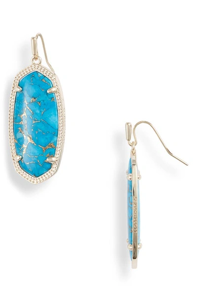 Kendra Scott Elle Filigree Drop Earrings In Bronze Veined Turquoise/ Gold