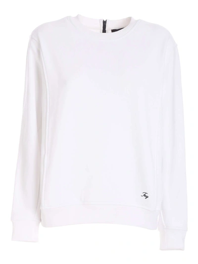 Fay Rear Zipper Sweatshirt In White