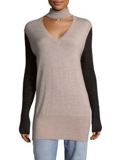Tome Colorblock Long-sleeve Sweater In Grey