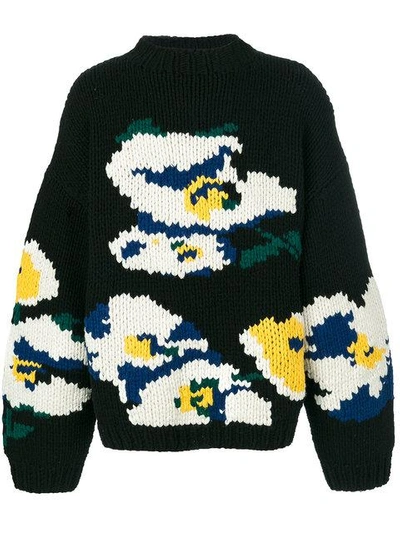 Etudes Studio Floral Chambers Jacquard Knit Sweater In Black/multi