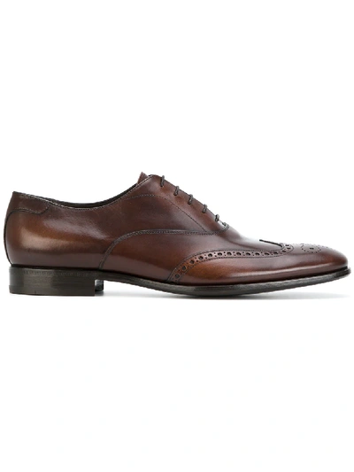 Prada Lace-up Leather Brogues In Brown