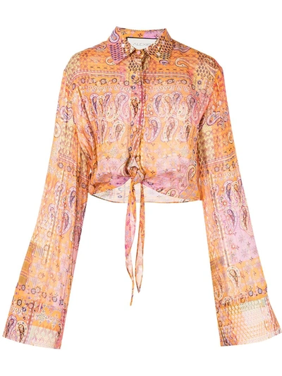 Alexis Clove Paisley-print Long-sleeve Top In Orange