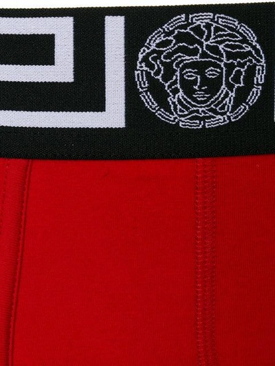 Versace Greek-key Waistband Briefs In Red