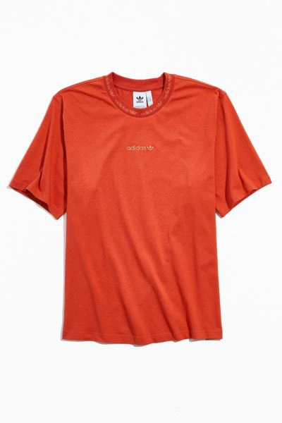 Adidas Originals Orange Logo-embroidered Cotton T-shirt