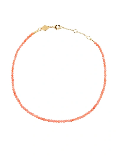 Anni Lu Wave Beaded 18kt Gold-plated Anklet In Pink