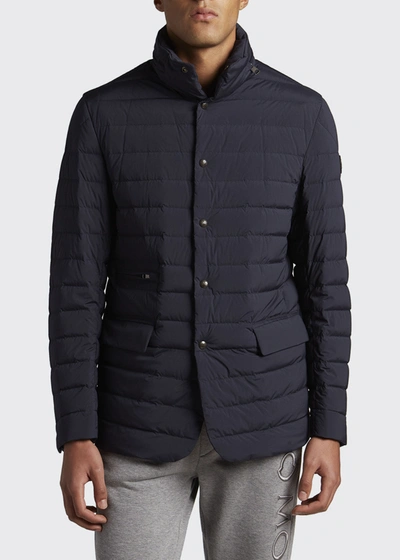 Moncler Men's Daninos Solid Quilted Down Jacket With Bib In Dark Blue