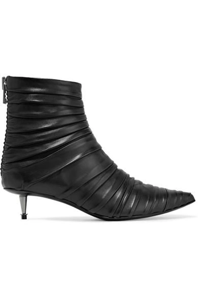 Tom Ford Ruched Leather Ankle Boots In Black