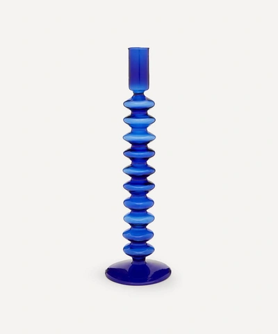 Aeyre Home Alto Glass Candlestick Holder In Cobalt Blue