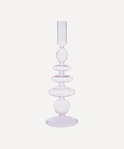 Aeyre Home Gordo Glass Candlestick Holder In Lilac