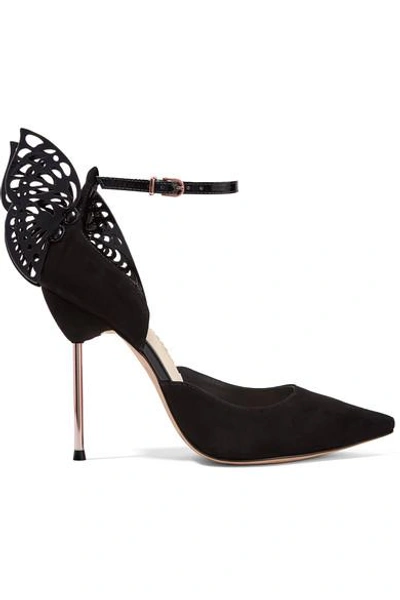 Sophia Webster Flutura Patent Leather-trimmed Suede Pumps