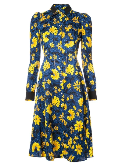 Altuzarra Filippa Floral-print Silk-jacquard Shirtdress In Blue