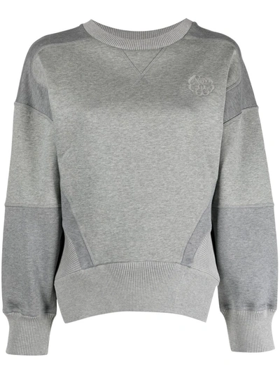 Alexander Mcqueen Panelled Logo-embroidered Sweatshirt In Grey