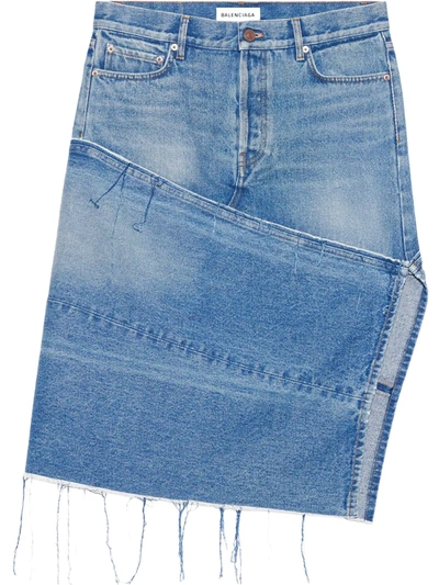 Balenciaga Five-pocket Slit Denim Skirt In Blue