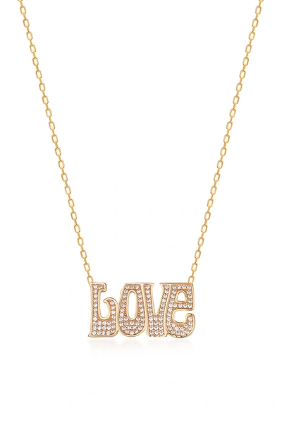 Sphera Milano Gold Vermeil Pave Cz Love Script Necklace
