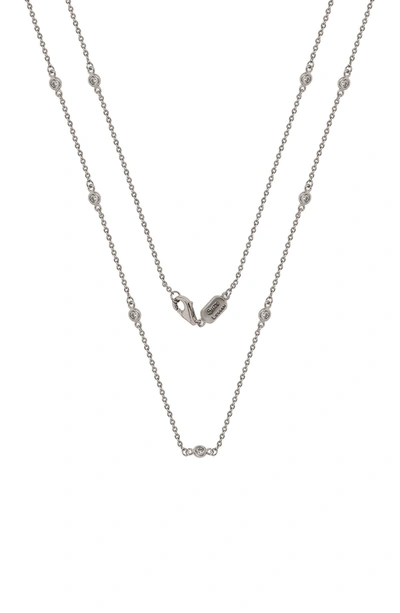 Suzy Levian 14k White Gold Diamond Station Necklace