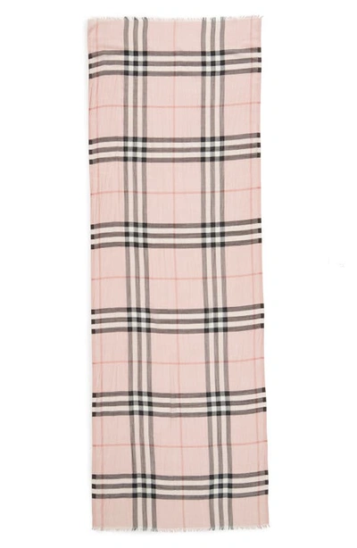 Burberry Giant Check Print Wool & Silk Scarf In Ash Rose