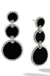 David Yurman Sterling Silver Dy Elements Triple Drop Earrings With Black Onyx & Diamonds