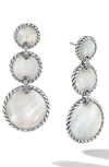David Yurman Sterling Silver Dy Elements Triple Drop Earrings With Mother-of-pearl & Diamonds In Mother Of Pearl