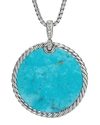 David Yurman Sterling Silver Dy Elements Disc Pendant With Mother-of-pearl, Turquoise & Diamonds