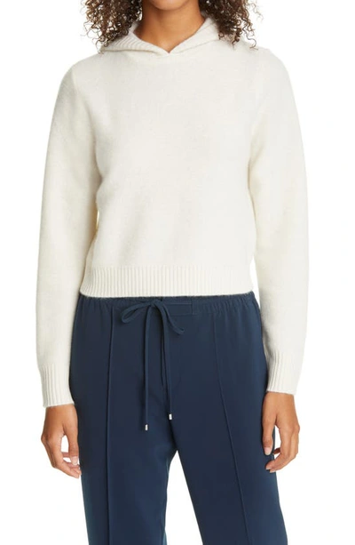 Club Monaco Boiled Cashmere Crop Hoodie In Ivory