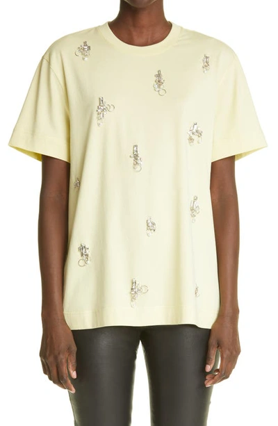 Givenchy Crystal & Piercing Embellished Cotton T-shirt In Lemonade Yellow