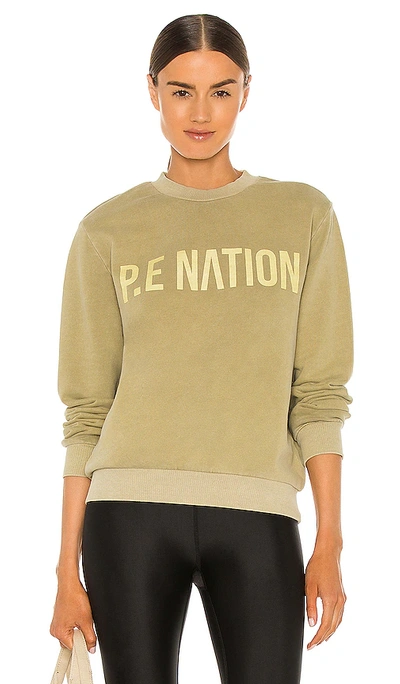 P.e Nation Fortify 运动衫 – 橄榄色 & 灰色 In Olive Grey