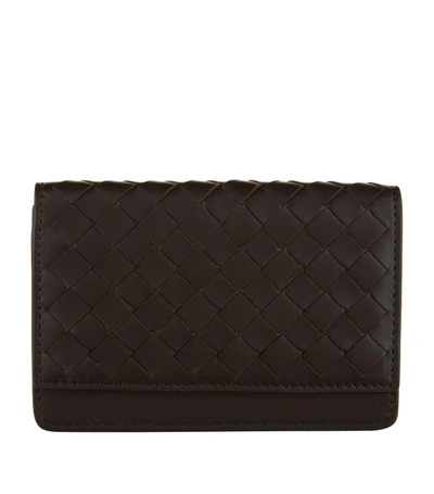 Bottega Veneta Intrecciato Weave Card Wallet In Brown