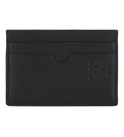 Loewe Plain Leather Card Holder In Black/khaki Green