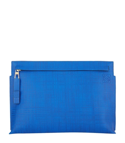 Loewe Linen Leather Pouch In Blue